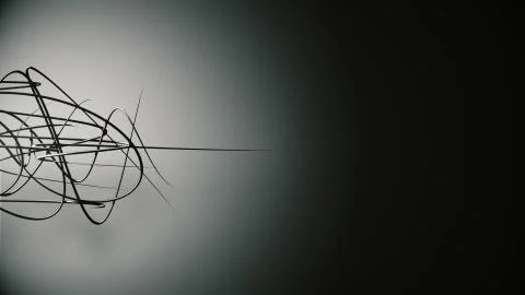 Waved organic lines on gradient background, black colour and steel style Stockillustratie