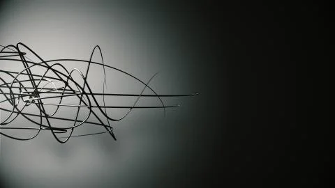 Waved organic lines on gradient background, black colour and steel style Stock Illustration