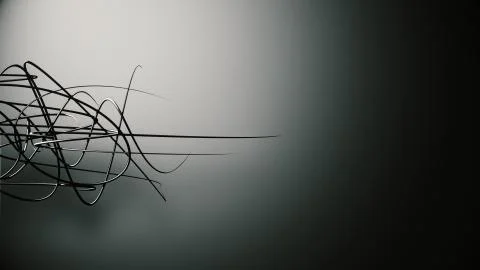 Waved organic lines on gradient background, black colour and steel style Stockillustratie