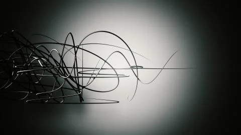 Waved organic lines on gradient background, black colour and steel style Stock Illustration