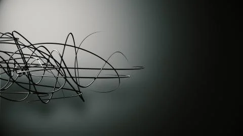 Waved organic lines on gradient background, black colour and steel style Stockillustratie