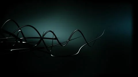 Waved organic lines on gradient background, black colour and steel style Illustrazione stock