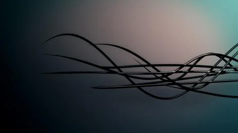 Waved organic lines on gradient background, black colour and steel style Stock Illustration