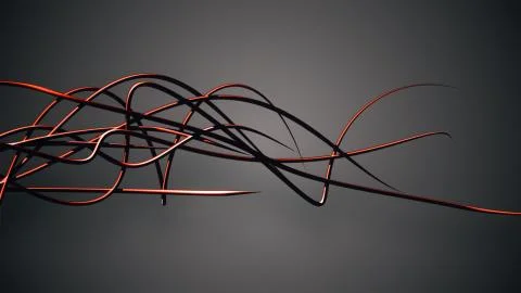 Waved organic lines on gradient background, black colour and steel style Stock Illustration