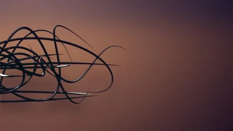 Waved organic lines on gradient background, black colour and steel style Stockillustratie