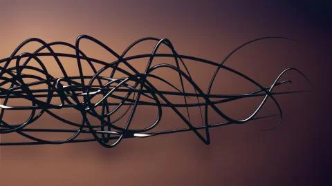 Waved organic lines on gradient background, black colour and steel style Stock Illustration