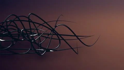 Waved organic lines on gradient background, black colour and steel style Stock Illustration