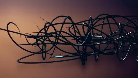 Waved organic lines on gradient background, black colour and steel style Stockillustratie