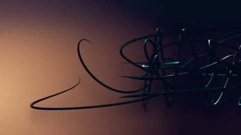 Waved organic lines on gradient background, black colour and steel style Stock Illustration