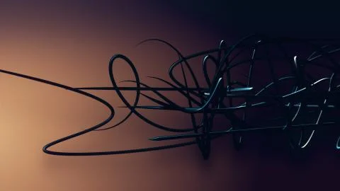 Waved organic lines on gradient background, black colour and steel style Stock Illustration