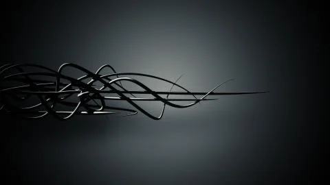 Waved organic lines on gradient background, black colour and steel style Stock Illustration