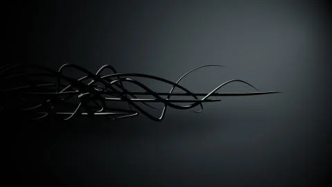 Waved organic lines on gradient background, black colour and steel style Stockillustratie