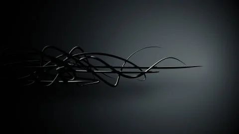 Waved organic lines on gradient background, black colour and steel style Stock Illustration