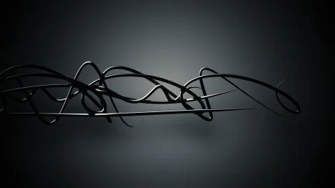 Waved organic lines on gradient background, black colour and steel style Illustrazione stock