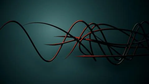 Waved organic lines on gradient background, black colour and steel style Stockillustratie