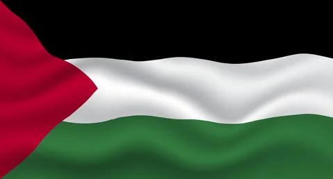 Waved palestine flag. Vector realistic illustration of Palestine flag. Vect.. Stock Illustration