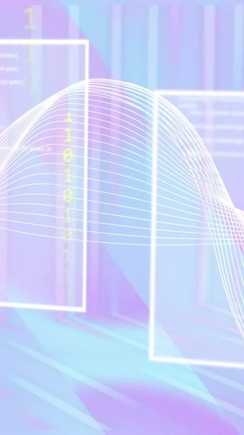 Waveform and data processing animation over abstract geometric background Stock Footage 343996914