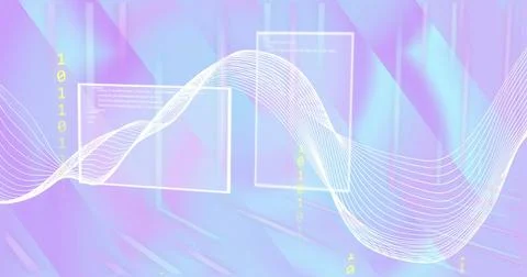 Waveform and data processing image over abstract geometric background Stockillustratie