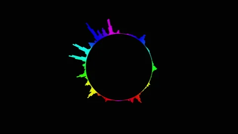 Waveform Audio colorful radial circle ring soundtrack 4K seamless loop 動画素材 162042064
