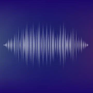 Waveform background isolated. Black and white halftone vector sound waves. Yo 스톡 일러스트