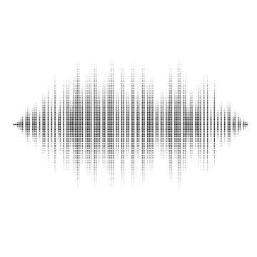 Waveform background isolated. Black and white halftone vector sound waves. Yo Stock-Illustration