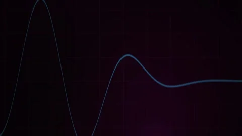 Waveform Blue Line Visualizer on Dark Grid Background for Science and Tech Stock Footage 343772982