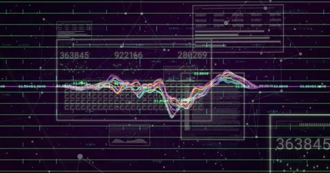 Waveform crest emerging traces joining amplitude varying boxes shifting Stock Footage 320287086