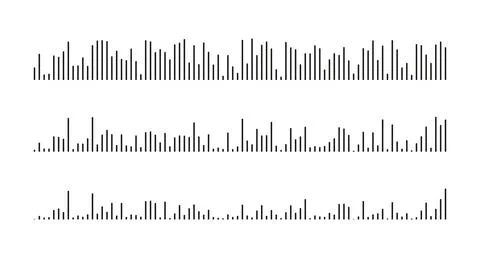 Waveform patterns logo. Equalizer flat symbols. Voice message templates. 스톡 일러스트