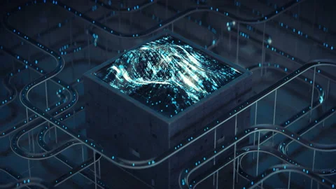 Waveform processing system seamless loop 3D render animation Stock Footage 115145956