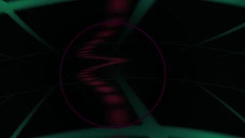 Waveform Pulsing Dynamically Inside a Glowing Purple Circle Against a Green.. Stock Footage 343773302