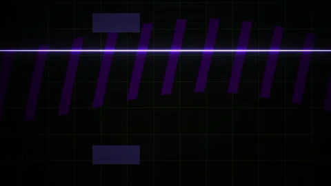 Waveform Purple Digital Line on Dark Grid Background for Technology and Aud.. Stock Footage 343773229