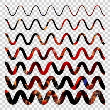 Waveform Variations Series of Wavy Lines in Diverse Styles Stock Illustration