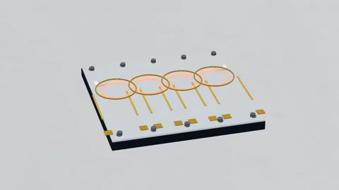 Waveguide chip photonics 3d loop white background 3D animation seamless loop Stock Footage 341850741