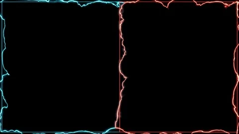 Wavelet Dual Blue and Red Electric Energy Frame Border Loop on Black HD Stock Footage 327169792