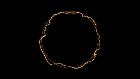 Wavelet Orange Neon Energy Circle Ring Loop on Black Background HD FX Stock Footage 327730484