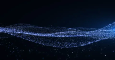 Wavering ocean of particles on black background Stock Footage 263373427