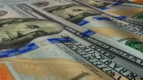 Waves of 100 Dollar Bills, Cash, Money, Business Background, Banknotes Stock Footage 302032922