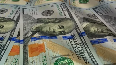 Waves of 100 Dollar Bills, Cash, Business Background, Banknotes, Money Stock Footage 302033033