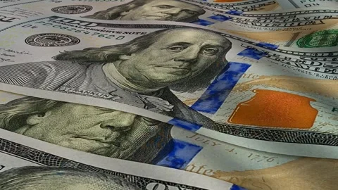 Waves of 100 Dollar Bills, Money, Business Background, Cash, Banknotes Stock Footage 302032762