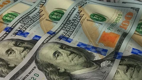 Waves of 100 Dollar Bills, Money, Business Background, Banknotes, Cash Stock Footage 302032909