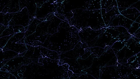 Waves. Abstract background, particle field. Video loop. Vídeo Stock 94414945