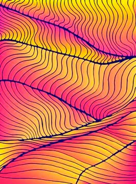 Waves abstract decorative ornament background. Vintage bright gradient colors Stock Illustration