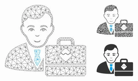 Waves Accounter Vector Mesh 2D Model and Triangle Mosaic Icon Illustrazione stock