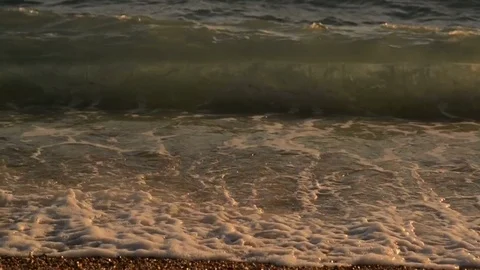 Waves on the Adriatic Sea, sunset Video stock 76831155
