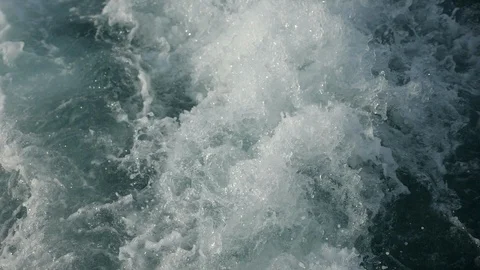 Waves after boat Stock Footage 96046991