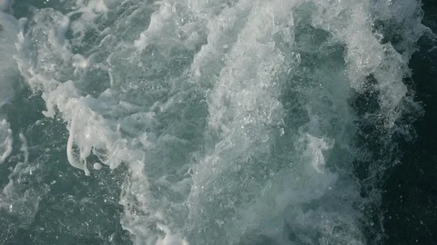 Waves after boat Stock Footage 96047241