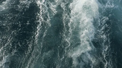 Waves after boat Stock Footage 96047296