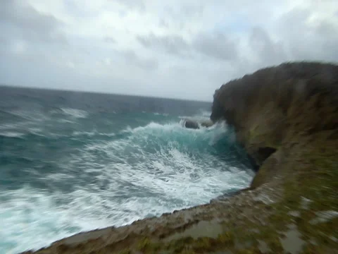 Waves Against the Cliffs Stock Footage 44560763