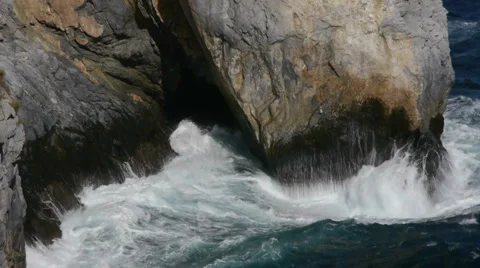 Waves against the rocks Stock Footage 35852351
