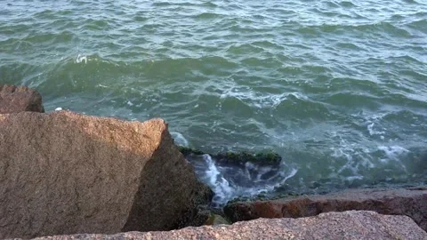 Waves Against the Rocks Stock Footage 270010643